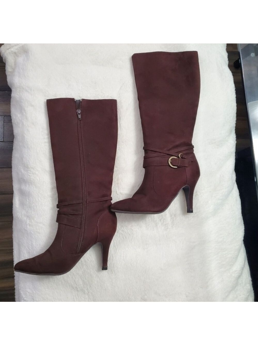 Brown Pointed Toe Knee High Boots - Picture 4 of 5
